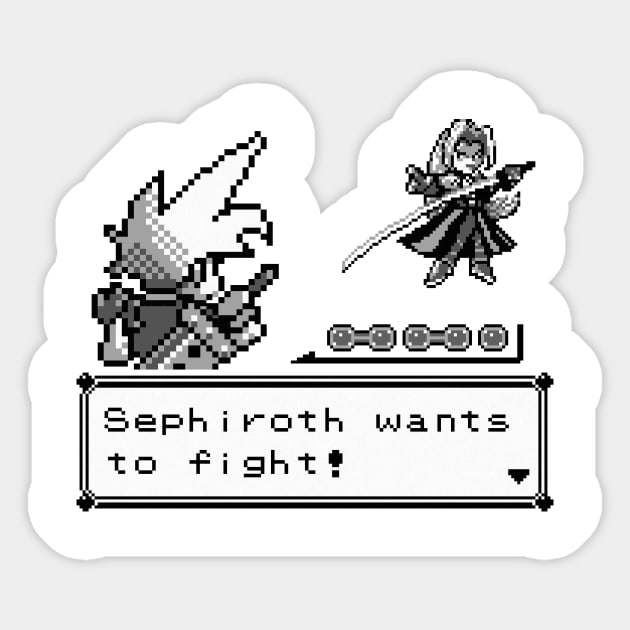 Pocket Fantasy VII - Sephiroth wants fo fight! Sticker by demonigote